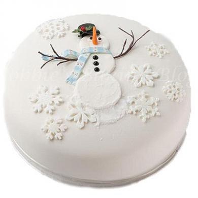 Торт веселый снеговик в снегопад