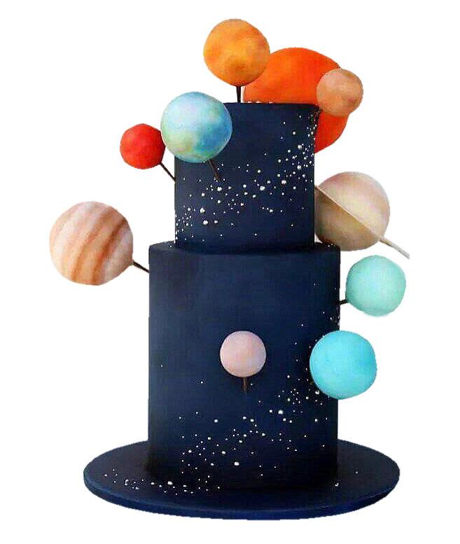 Торт планеты в космосе и млечный путь