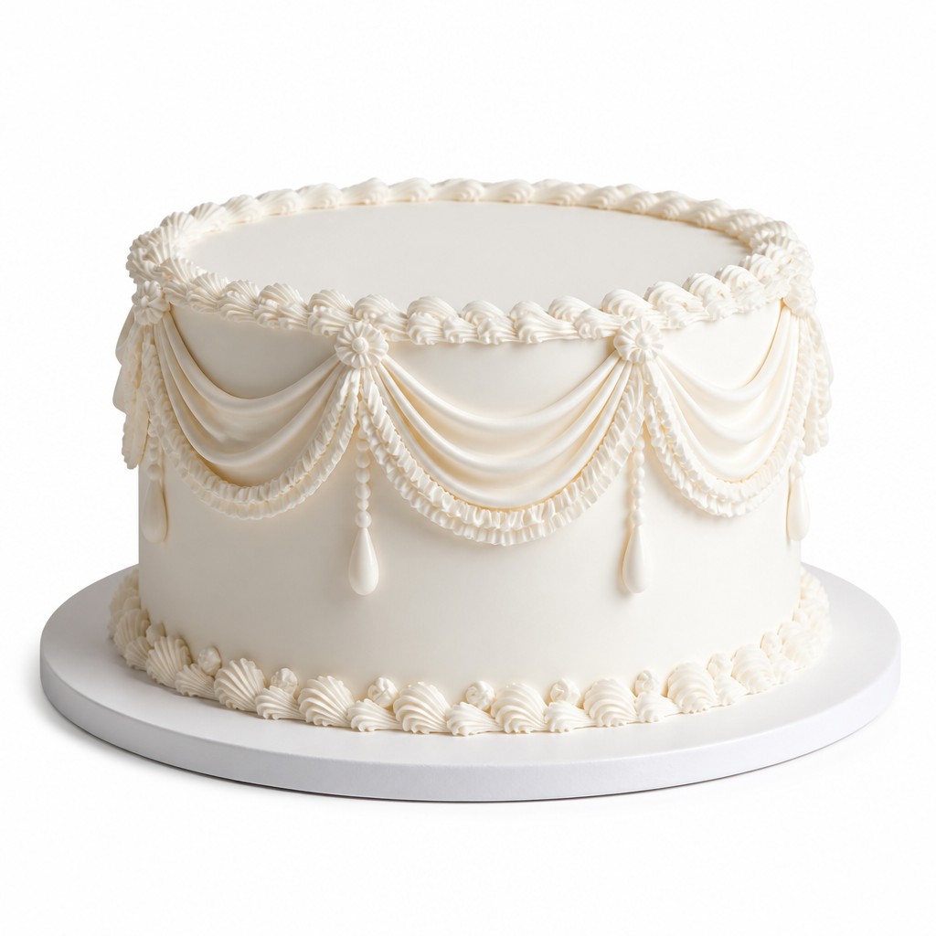 Свадебный торт белый торт с ламбрекенами