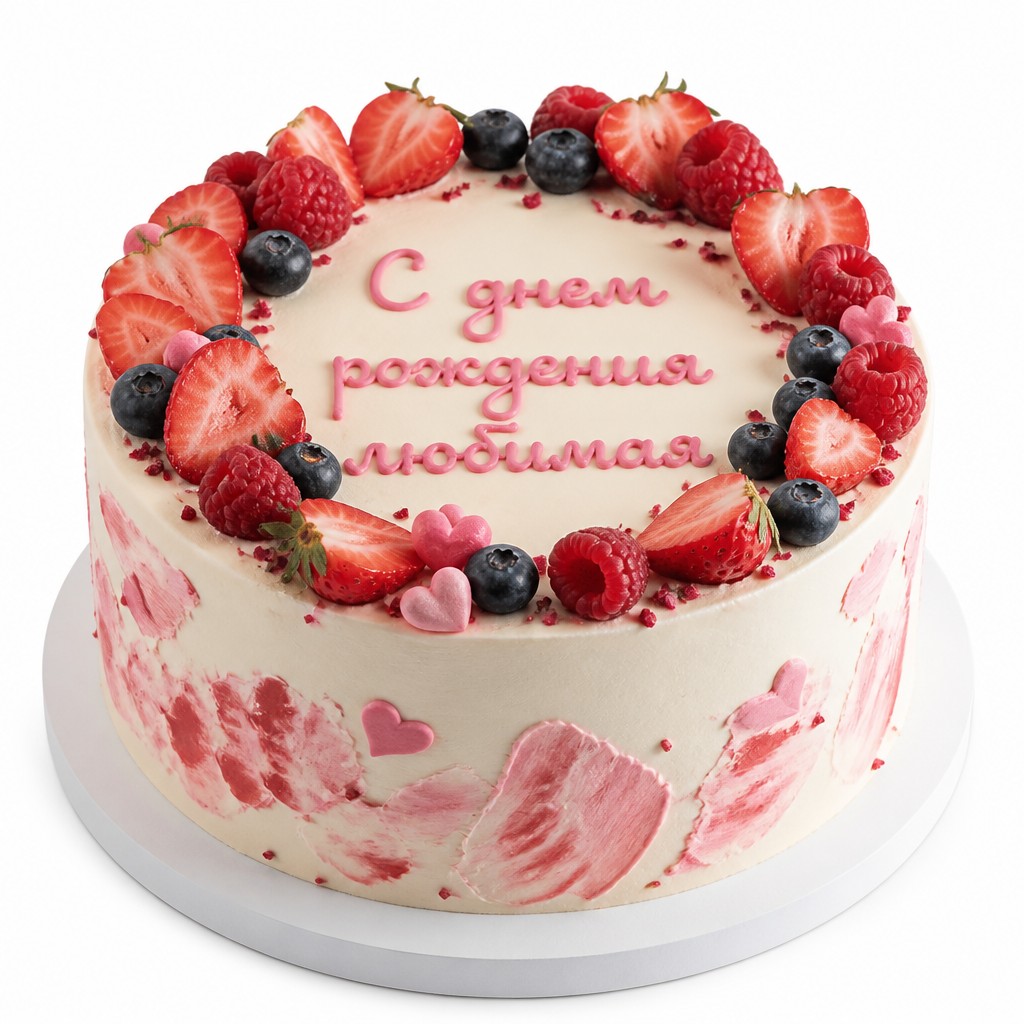 Торт с ягодами С днем рождения любимая