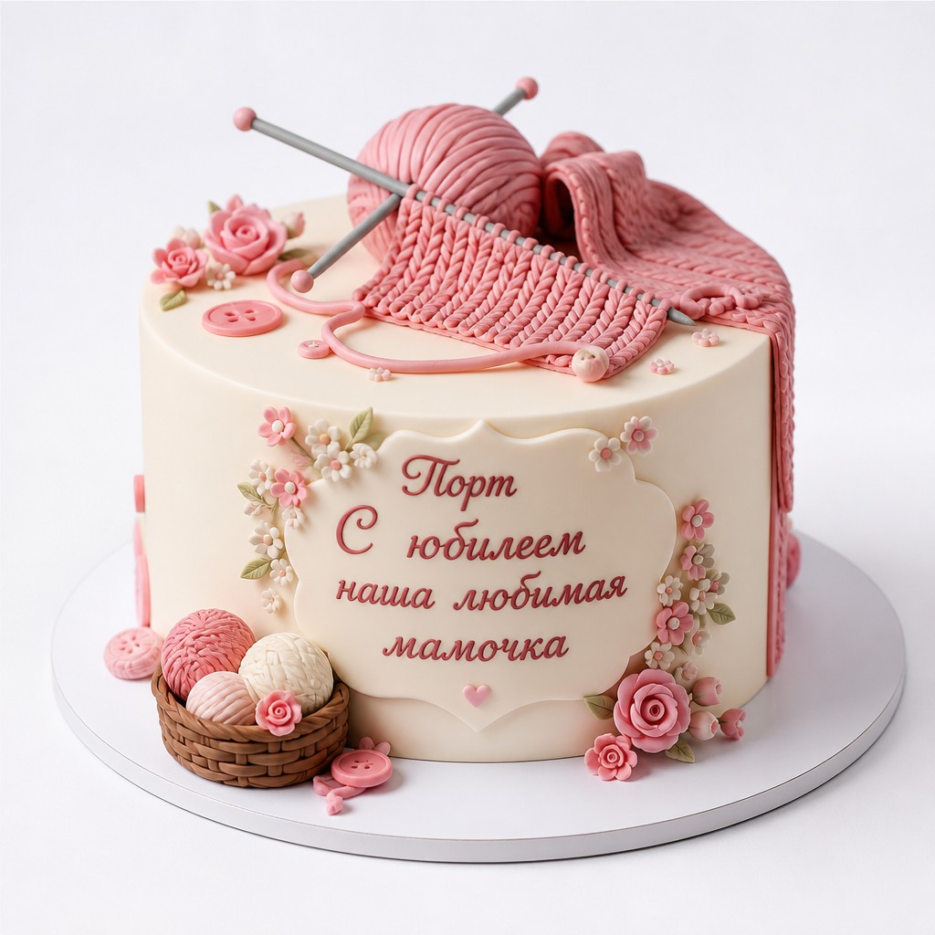 Торт С юбилеем наша любимая мамочка с вязанием