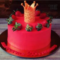 Торт на 26 годиков красный с золотой короной