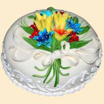 Торт с мостикой букет цветов